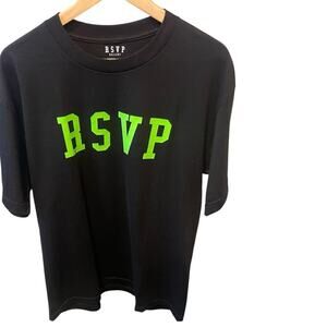 RSVP Gallery Black Tee, Green Text, NEW without TAGS, RARE!  Cotton, Men’s L